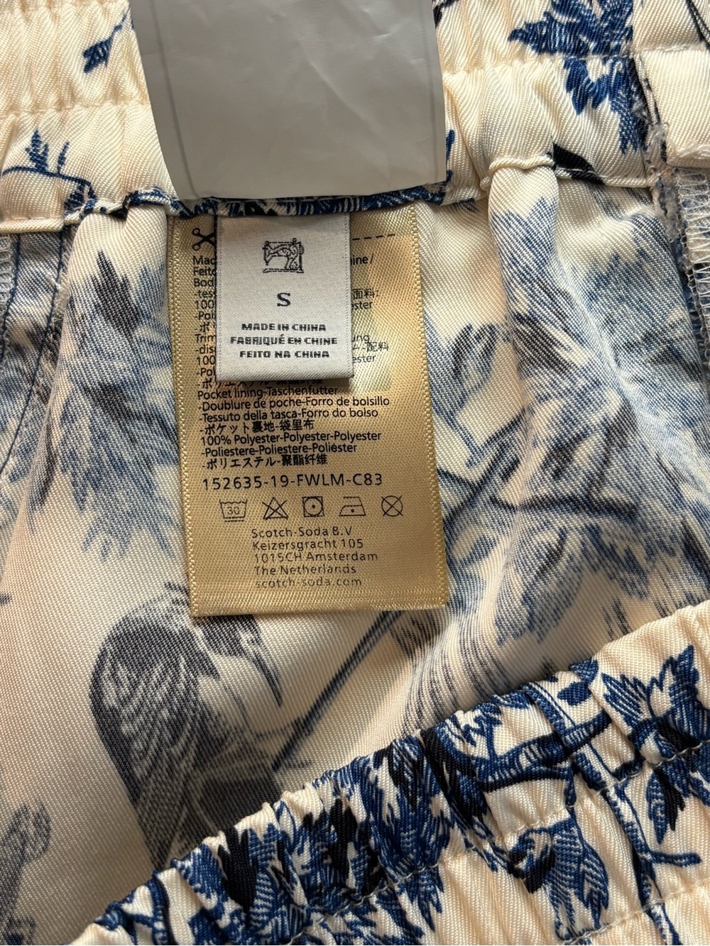 NWOT Scotch & Soda Maison Scotch Blue Birds & Floral Voile Jogger Trousers - Picture 6 of 6